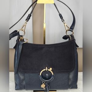 SEE BY CHLOE Joan Suede Textured Leather 2 Way Bag In Black